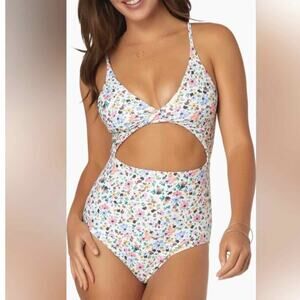 O'Neill Maggie Ditsy Sparkly Twisted One Piece Swimsuit Junior Size XL